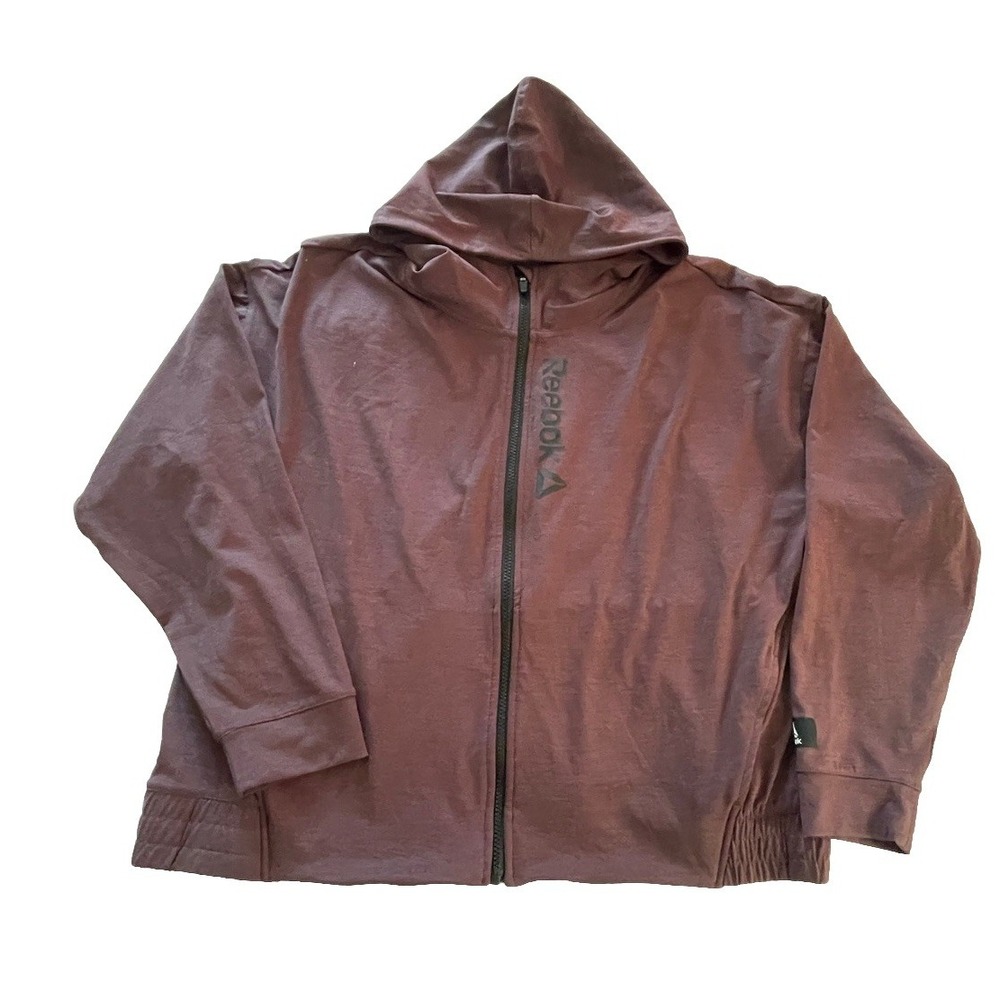 Reebok Burgundy Full Zip Hooded Lined Performance Jacket Women's Size XXL